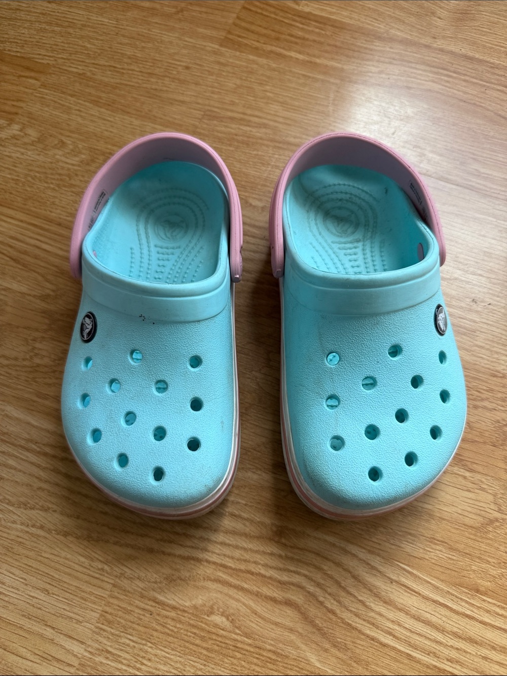 CROCS Kids Aqua and Pink Classic Clog Sandals
